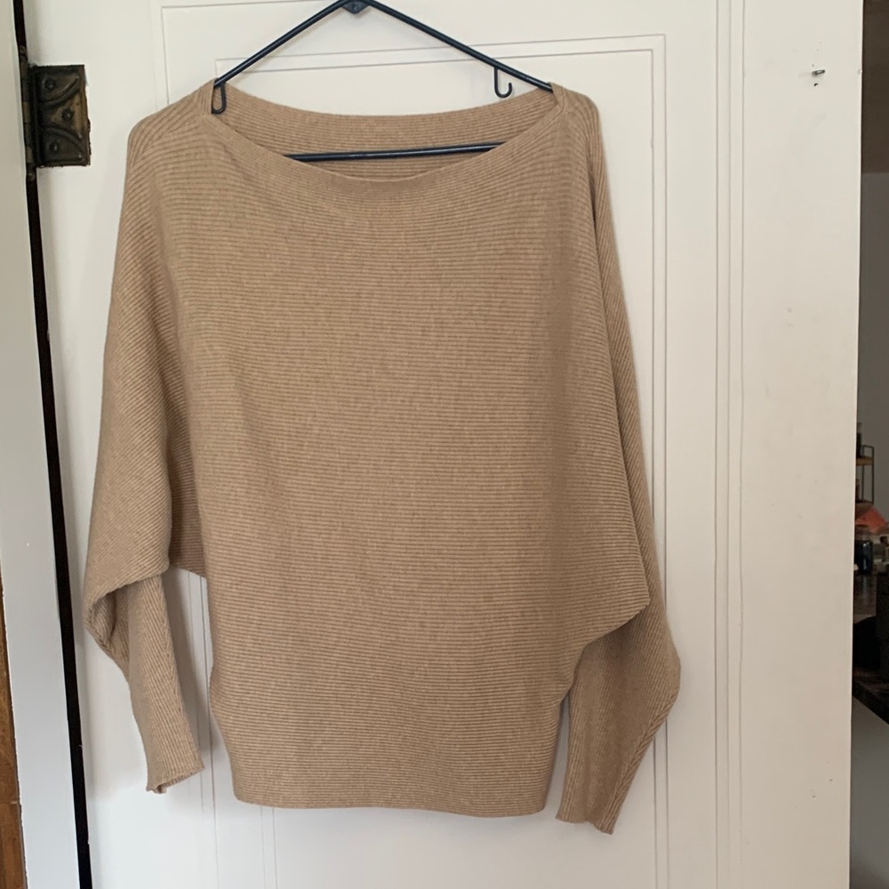Off-the-Shoulder Tan Sweater
